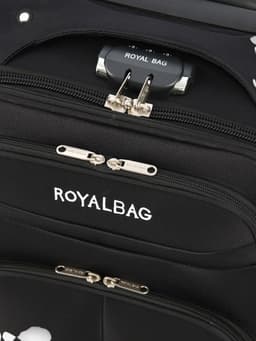 Чемодан на колёсах Royalbag маленький 46 л (S), на молнии, с увеличением, кодовый замок, 4 колеса, чёрный