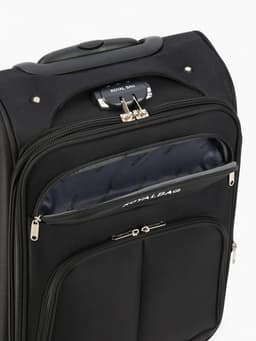 Чемодан на колёсах Royalbag маленький 46 л (S), на молнии, с увеличением, кодовый замок, 4 колеса, чёрный