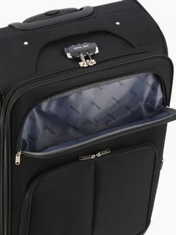 Чемодан на колёсах Royalbag большой 104 л (L), на молнии, с увеличением, кодовый замок, 4 колеса, чёрный