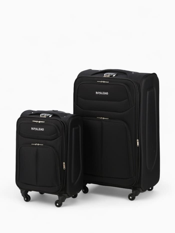 Чемодан на колёсах Royalbag большой 104 л (L), на молнии, с увеличением, кодовый замок, 4 колеса, чёрный