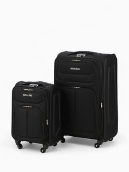 Чемодан на колёсах Royalbag большой 104 л (L), на молнии, с увеличением, кодовый замок, 4 колеса, чёрный