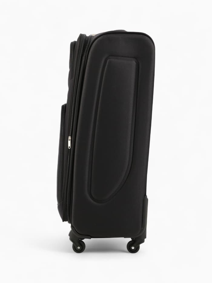 Чемодан на колёсах Royalbag большой 104 л (L), на молнии, с увеличением, кодовый замок, 4 колеса, чёрный