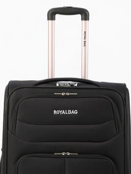 Чемодан на колёсах Royalbag большой 104 л (L), на молнии, с увеличением, кодовый замок, 4 колеса, чёрный