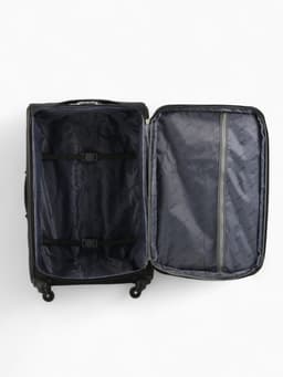 Чемодан на колёсах Royalbag большой 104 л (L), на молнии, с увеличением, кодовый замок, 4 колеса, чёрный