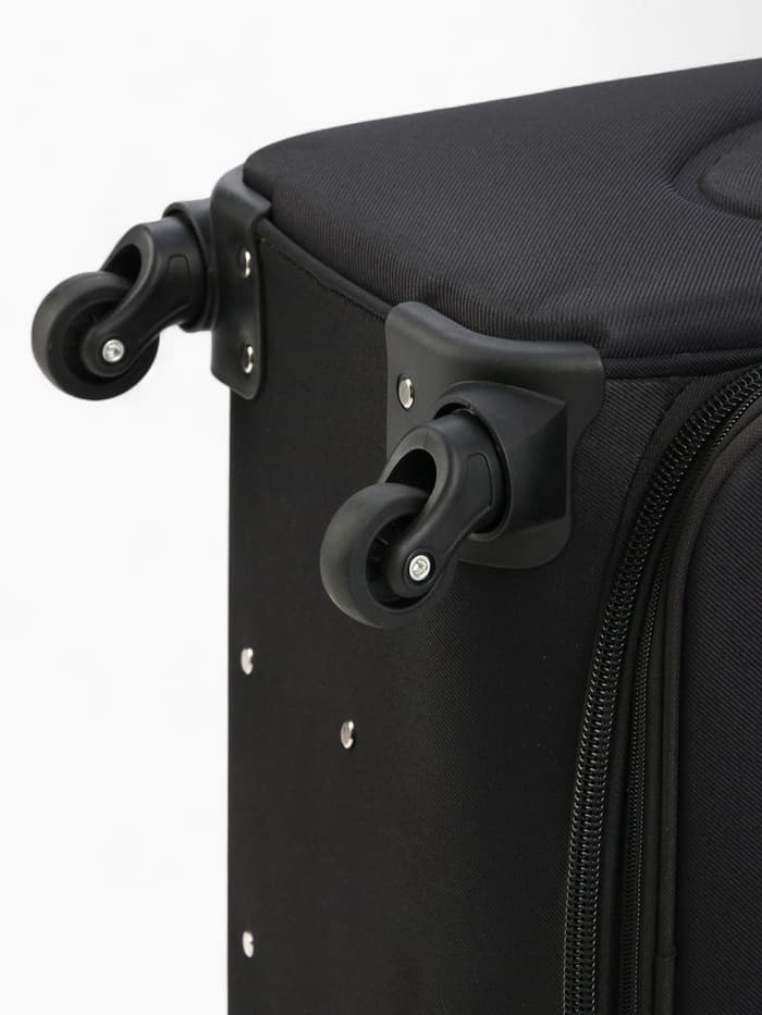 Чемодан на колёсах Royalbag большой 104 л (L), на молнии, с увеличением, кодовый замок, 4 колеса, чёрный