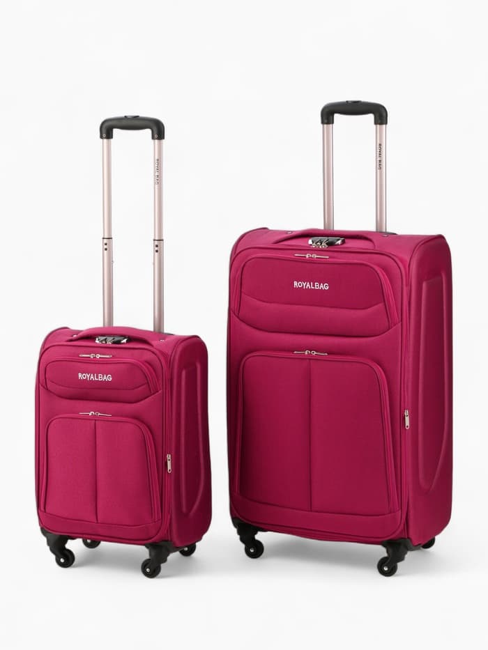 Чемодан на колёсах Royalbag большой 104 л (L), на молнии, с увеличением, кодовый замок, 4 колеса, розовый