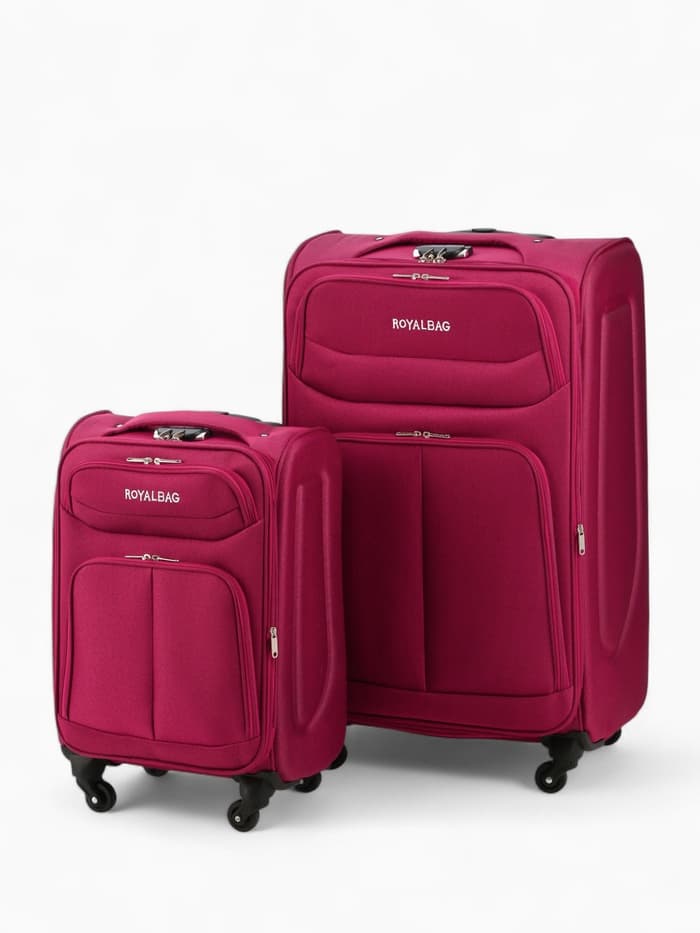 Чемодан на колёсах Royalbag большой 104 л (L), на молнии, с увеличением, кодовый замок, 4 колеса, розовый