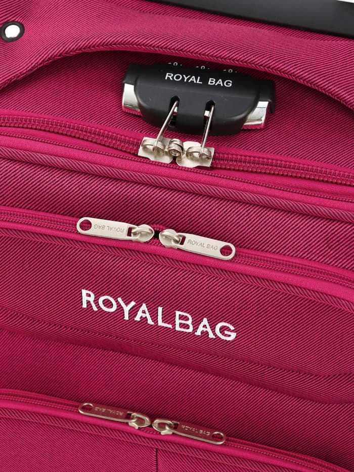 Чемодан на колёсах Royalbag большой 104 л (L), на молнии, с увеличением, кодовый замок, 4 колеса, розовый