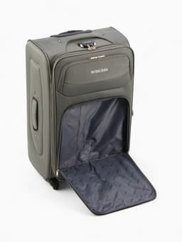 Чемодан на колёсах Royalbag большой 104 л (L), на молнии, с увеличением, кодовый замок, 4 колеса, серый