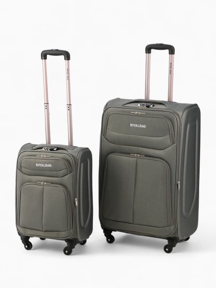 Чемодан на колёсах Royalbag большой 104 л (L), на молнии, с увеличением, кодовый замок, 4 колеса, серый