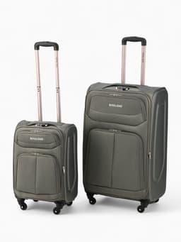 Чемодан на колёсах Royalbag большой 104 л (L), на молнии, с увеличением, кодовый замок, 4 колеса, серый