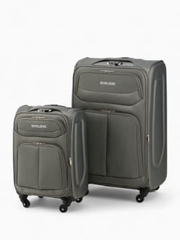 Чемодан на колёсах Royalbag большой 104 л (L), на молнии, с увеличением, кодовый замок, 4 колеса, серый