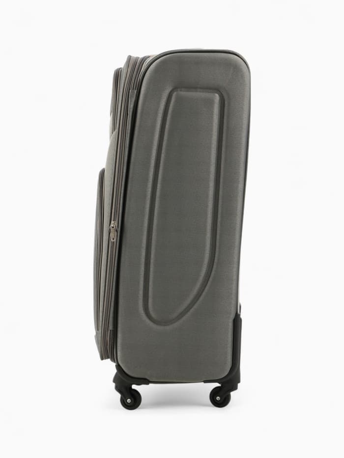 Чемодан на колёсах Royalbag большой 104 л (L), на молнии, с увеличением, кодовый замок, 4 колеса, серый