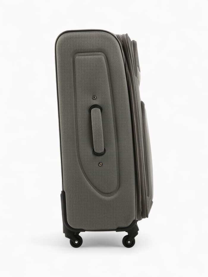 Чемодан на колёсах Royalbag большой 104 л (L), на молнии, с увеличением, кодовый замок, 4 колеса, серый