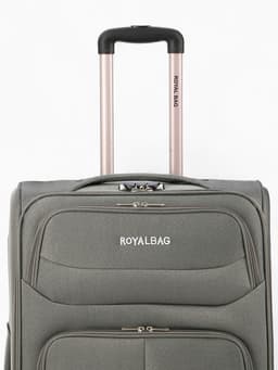 Чемодан на колёсах Royalbag большой 104 л (L), на молнии, с увеличением, кодовый замок, 4 колеса, серый