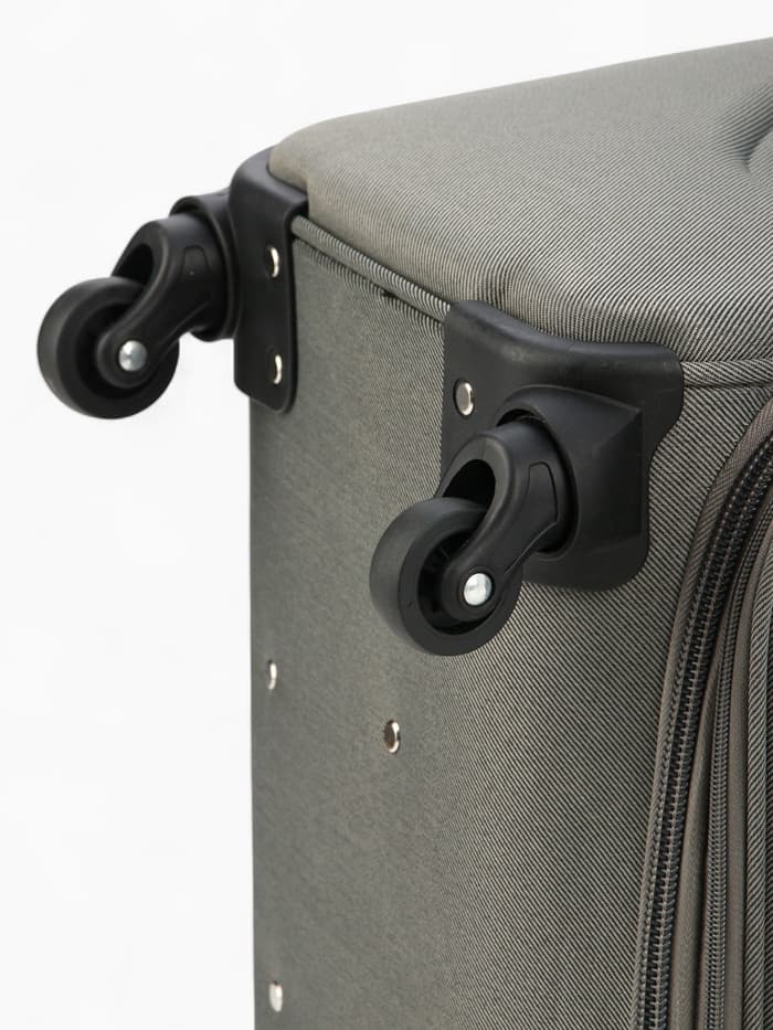 Чемодан на колёсах Royalbag большой 104 л (L), на молнии, с увеличением, кодовый замок, 4 колеса, серый