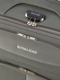 Чемодан на колёсах Royalbag большой 104 л (L), на молнии, с увеличением, кодовый замок, 4 колеса, серый