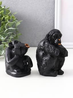 Набор фигурок «Обезьяны», 2 шт., 6.5×6.5×10 см, 6.5×5.5×7.5 см, чёрный