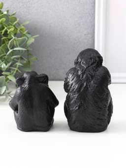 Набор фигурок «Обезьяны», 2 шт., 6.5×6.5×10 см, 6.5×5.5×7.5 см, чёрный