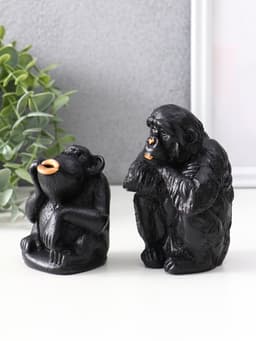 Набор фигурок «Обезьяны», 2 шт., 6.5×6.5×10 см, 6.5×5.5×7.5 см, чёрный