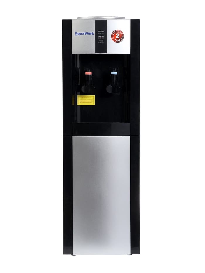 Кулер для воды AquaWork AW 16LDR, 700 Вт, нагрев, охлаждение до 12º С, 2 крана, серебристо-чёрный