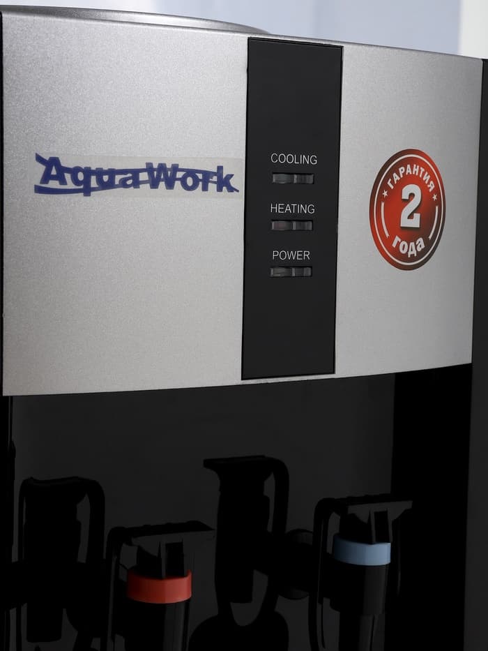 Кулер для воды AquaWork AW 16LDR, 700 Вт, нагрев, охлаждение до 12º С, 2 крана, серебристо-чёрный