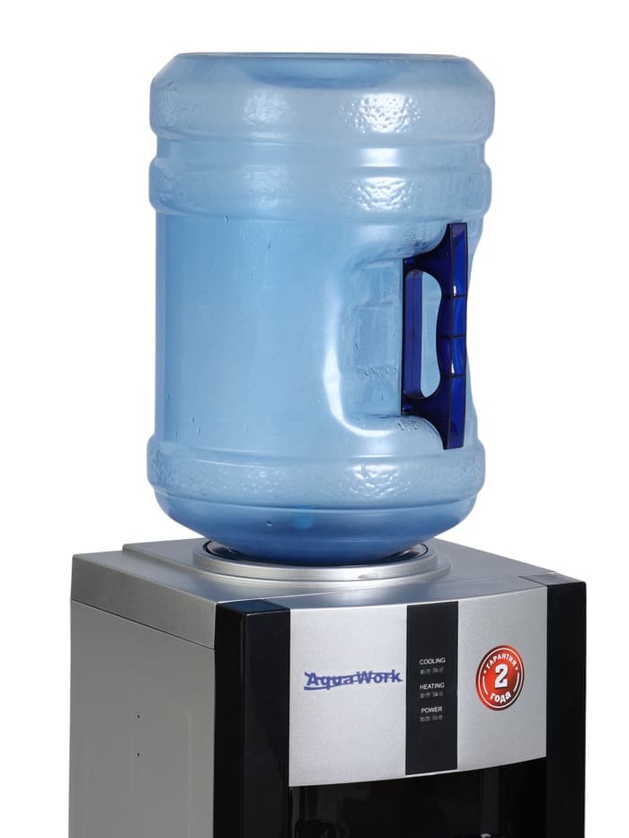 Кулер для воды AquaWork AW 16LDR, 700 Вт, нагрев, охлаждение до 12º С, 2 крана, серебристо-чёрный