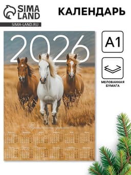 Календарь настенный 2026 «Тройка лошадей», А1