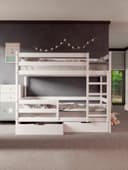 Кровать детская двухъярусная, с бортиками, без ящиков, 800×1900 мм, цвет белый