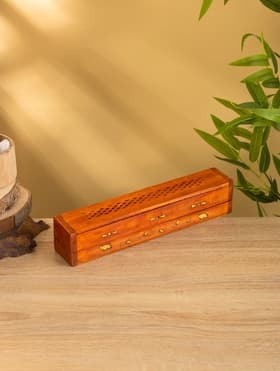 Пенал для благовония двойной с хранением, 30.5 см, дерево шишам