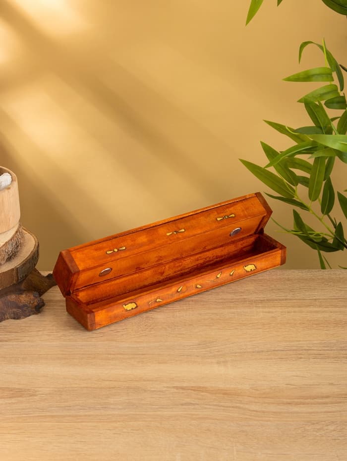 Пенал для благовония двойной с хранением, 30.5 см, дерево шишам