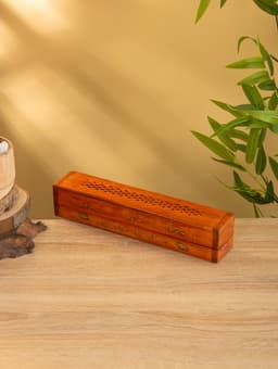 Пенал для благовония двойной с хранением, 30.5 см, дерево шишам