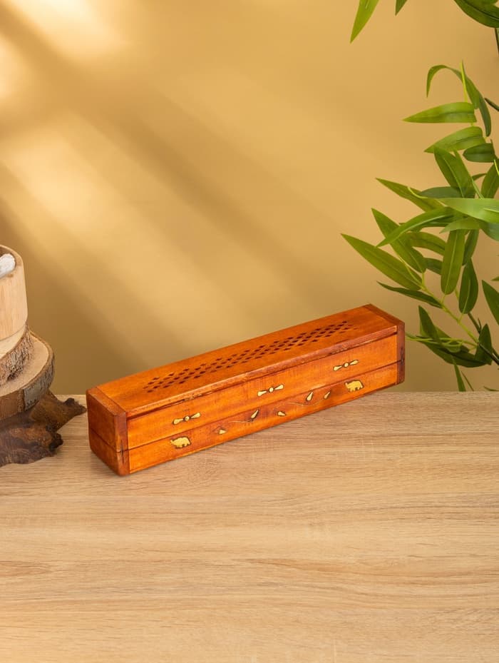 Пенал для благовония двойной с хранением, 30.5 см, дерево шишам