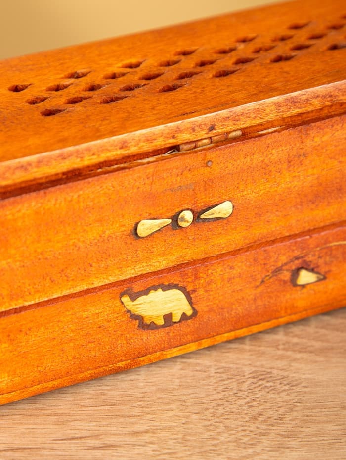 Пенал для благовония двойной с хранением, 30.5 см, дерево шишам