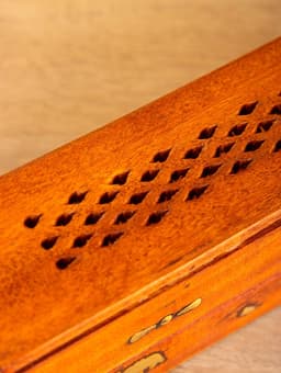 Пенал для благовония двойной с хранением, 30.5 см, дерево шишам