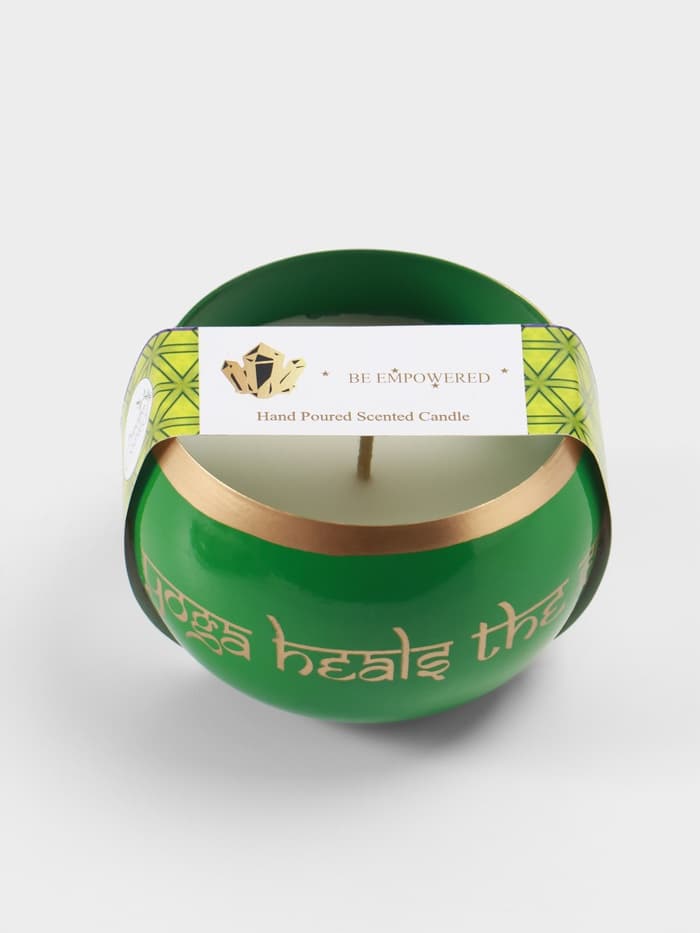 Свеча в чаше Yoga heal the soul, 200 г, 8.5×7 см, соевый воск, зелёная