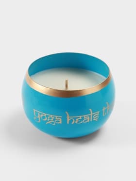 Свеча в чаше Yoga heal the soul, 200 г, 8.5×7 см, соевый воск, голубая