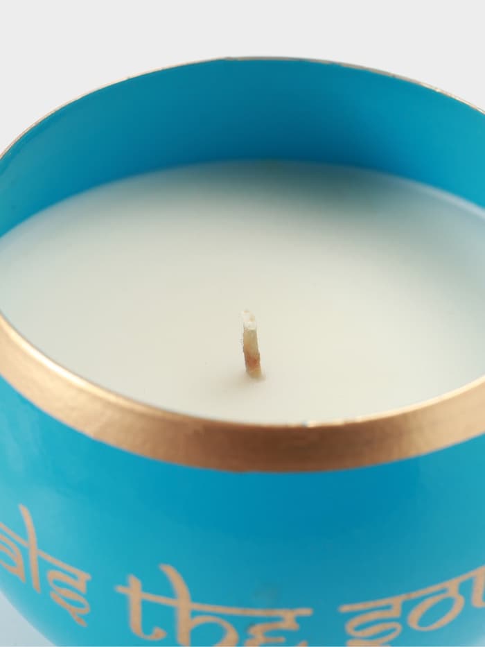 Свеча в чаше Yoga heal the soul, 200 г, 8.5×7 см, соевый воск, голубая