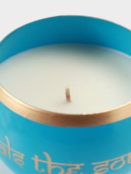 Свеча в чаше Yoga heal the soul, 200 г, 8.5×7 см, соевый воск, голубая