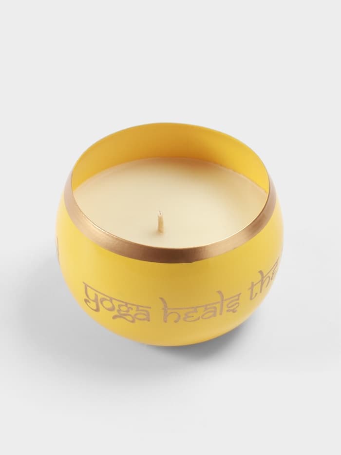 Свеча в чаше Yoga heal the soul, 200 г, 8.5×7 см, соевый воск, жёлтая