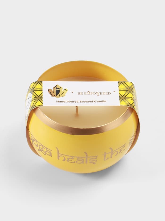 Свеча в чаше Yoga heal the soul, 200 г, 8.5×7 см, соевый воск, жёлтая