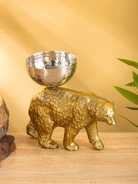 Сувенир с чашей «Медведь» 21.5×10×18.5 см, алюминий