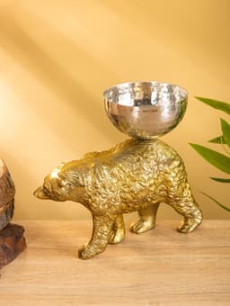 Сувенир с чашей «Медведь» 21.5×10×18.5 см, алюминий