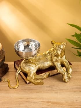 Сувенир с чашей «Пантера», 28×20.5×13 см, алюминий