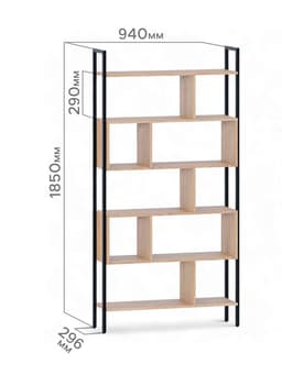 Стеллаж напольный открытый «СТ403», с полками, 940×296×1850 мм, цвет дуб сонома