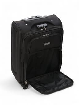 Чемодан на колёсах маленький 45 л (S), на молнии, с увеличением, кодовый замок, 4 колеса, чёрный