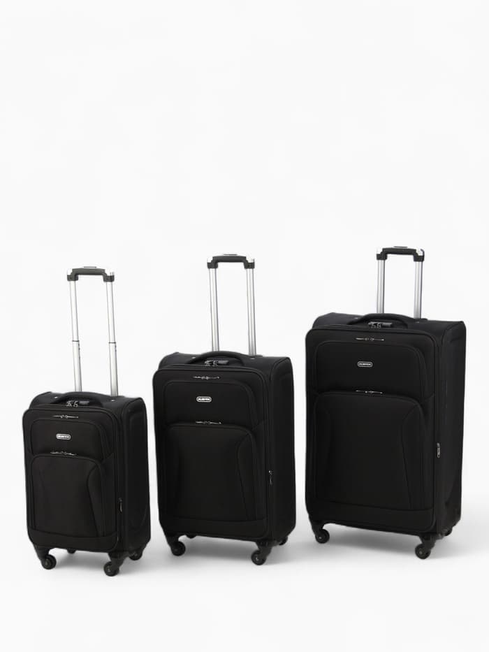 Чемодан на колёсах маленький 45 л (S), на молнии, с увеличением, кодовый замок, 4 колеса, чёрный