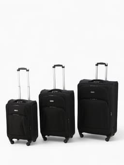 Чемодан на колёсах маленький 45 л (S), на молнии, с увеличением, кодовый замок, 4 колеса, чёрный