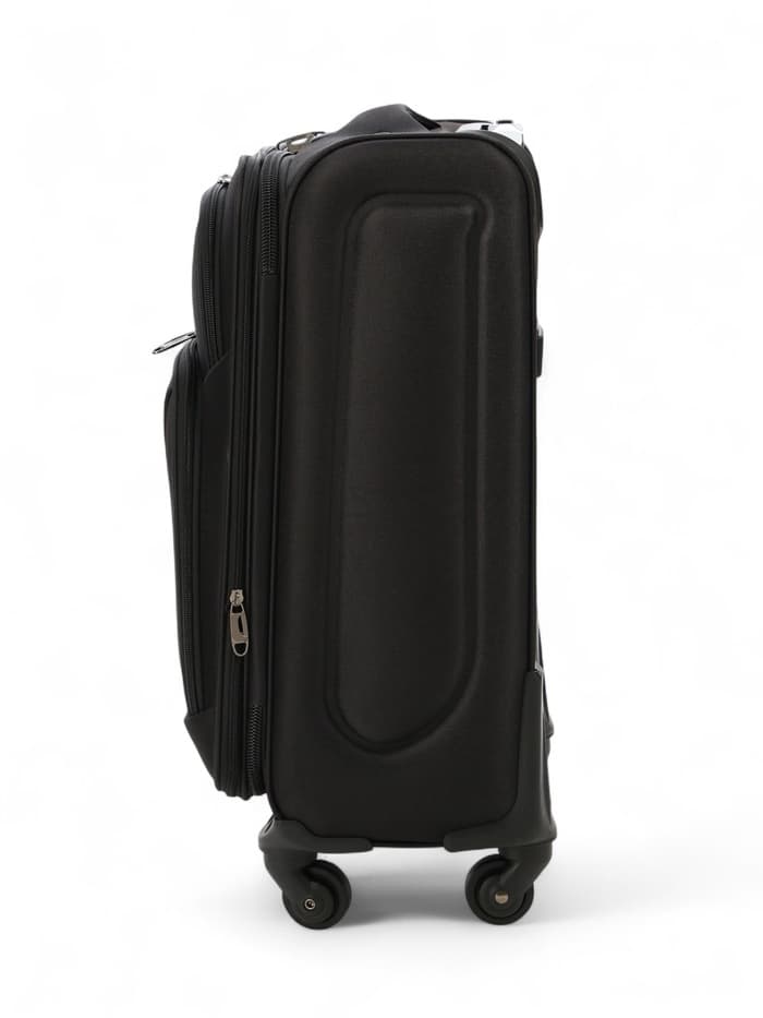 Чемодан на колёсах маленький 45 л (S), на молнии, с увеличением, кодовый замок, 4 колеса, чёрный
