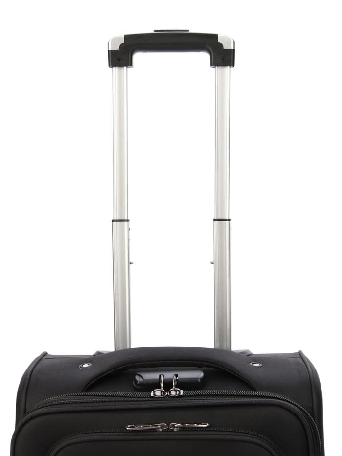 Чемодан на колёсах маленький 45 л (S), на молнии, с увеличением, кодовый замок, 4 колеса, чёрный